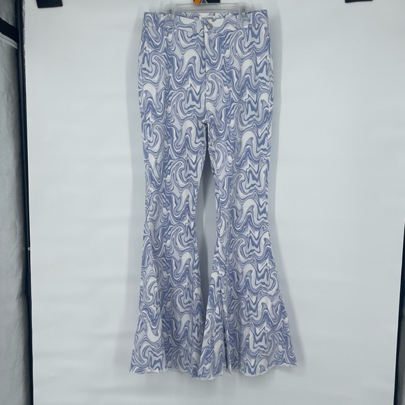 Vestique blue white swirl 70s style bell bottom flare - Picture 1 of 10